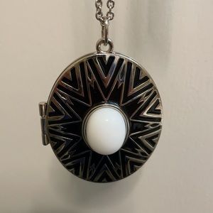House of Harlow Black White Tribal Locket Necklace